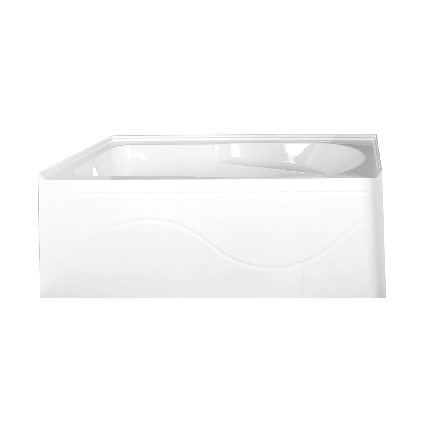 KINGSTON BRASS VTAP603022L AQUA EDEN 60-INCH ACRYLIC ALCOVE TUB WITH ANTI SKID AND LEFT HAND DRAIN HOLE IN WHITE
