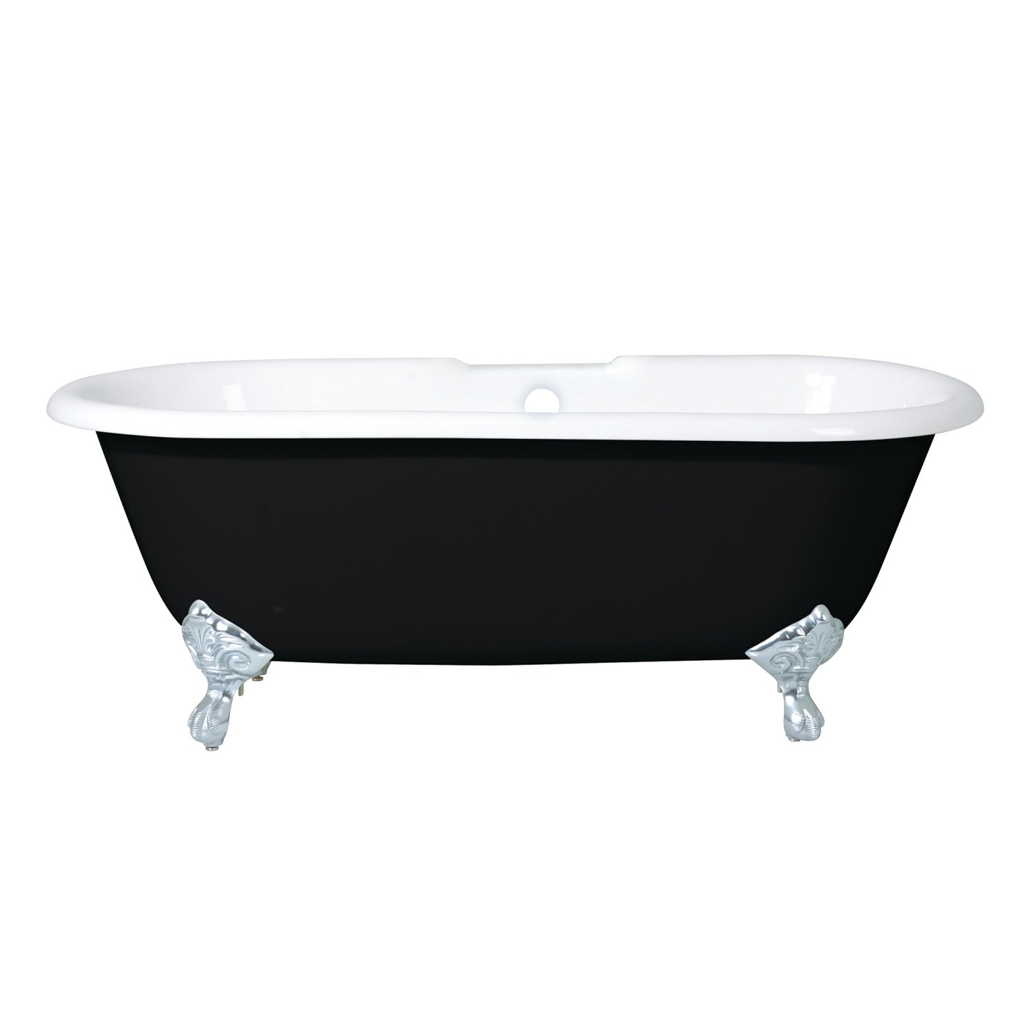 KINGSTON BRASS VBT7D663013NB AQUA EDEN 66 INCH DOUBLE ENDED CLAWFOOT TUB WITH 7 INCH FAUCET DRILLINGS AND FEET