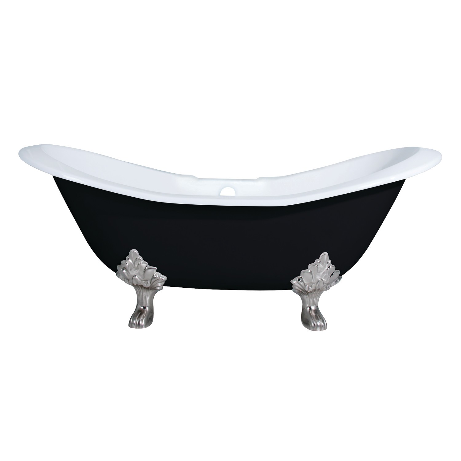 KINGSTON BRASS VBT7D7231NC AQUA EDEN 72-INCH DOUBLE SLIPPER CLAWFOOT TUB WITH FAUCET DRILLINGS AND FEET