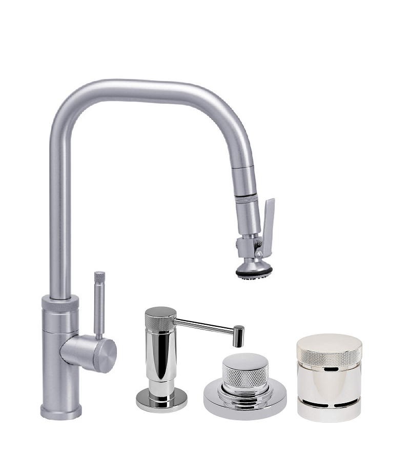 WATERSTONE FAUCETS 10330-4-SN FULTON 15 7/8 INCH MODERN TOGGLE SPRAYER PREP  SIZE PLP PULLDOWN FAUCET WITH SOAP...