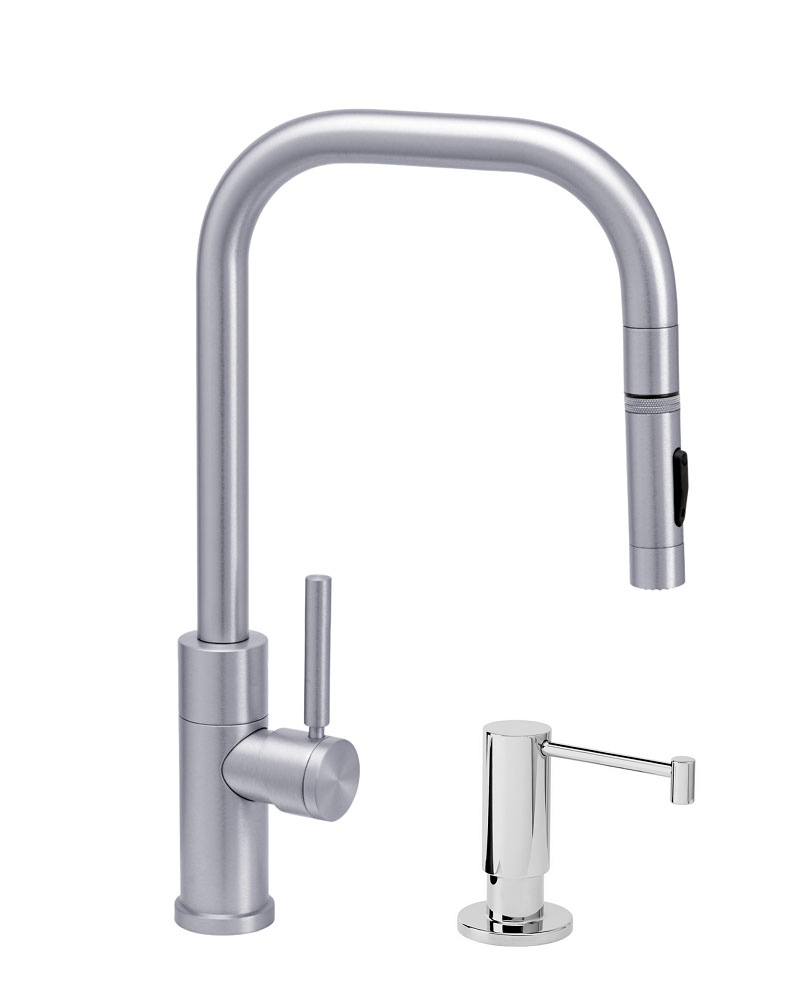 WATERSTONE FAUCETS 10310-2 FULTON 16 1/8 INCH MODERN TOGGLE SPRAYER PLP PULLDOWN FAUCET WITH SOAP DISPENSER