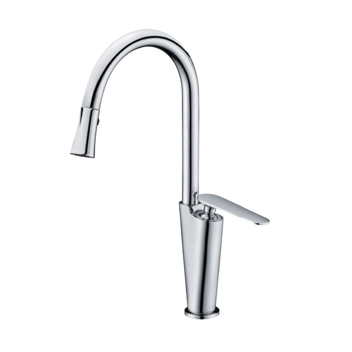 VALLEY ACRYLIC 273.591.100 CEZANNE AFFORDABLE LUXURY 16 INCH SINGLE HOLE DECK MOUNT HI-ARC SPOUT KITCHEN FAUCET WITH LEVER HANDLE AND PULL DOWN SPRAY - CHROME