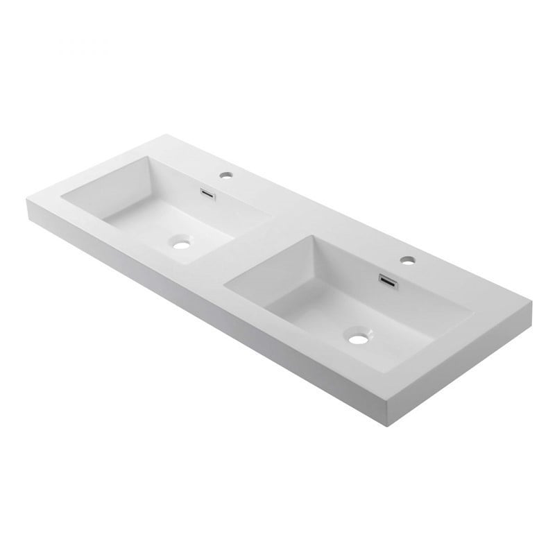 BLOSSOM A10 4818 25D 47 5/8 INCH DOUBLE BASINS ACRYLIC TOP-MOUNT BATHROOM SINK