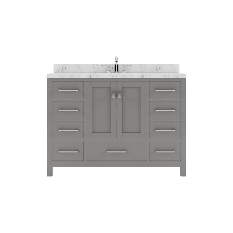 VIRTU USA GS-50048-CMRO-NM CAROLINE AVENUE 48 INCH SINGLE BATH VANITY WITH WHITE QUARTZ TOP AND ROUND SINK WITHOUT FAUCET