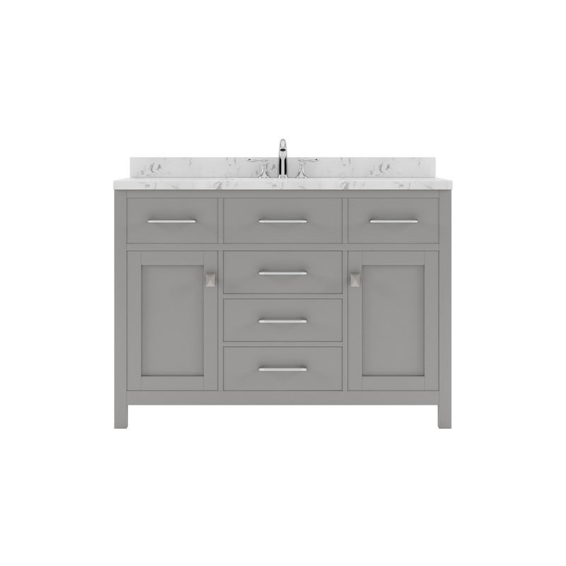 VIRTU USA MS-2048-CMRO-NM CAROLINE 48 INCH SINGLE BATH VANITY WITH WHITE QUARTZ TOP AND ROUND SINK WITHOUT FAUCET