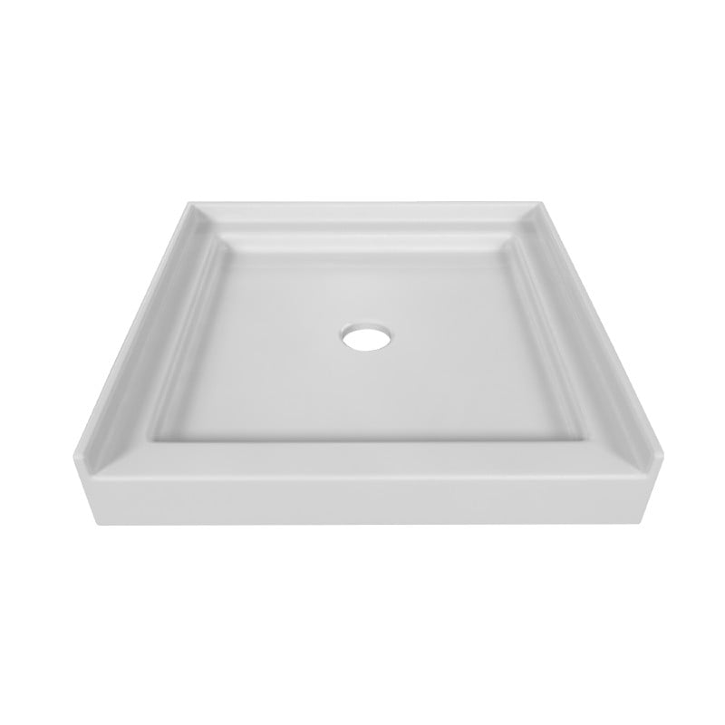 VALLEY ACRYLIC SBST-3030 SIGNATURE 30 INCH X 30 INCH SINGLE THRESHOLD ACRYLIC MULTI-LAYERED CENTER DRAIN SHOWER BASE