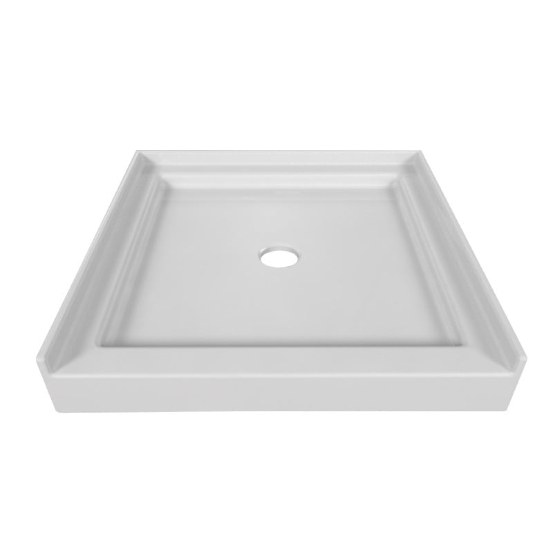 VALLEY ACRYLIC SBST-3232 SIGNATURE 32 INCH X 32 INCH SINGLE THRESHOLD ACRYLIC MULTI-LAYERED CENTER DRAIN SHOWER BASE