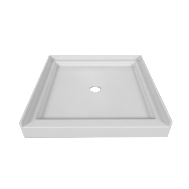 VALLEY ACRYLIC SBST-3636 SIGNATURE 36 INCH X 36 INCH SINGLE THRESHOLD ACRYLIC MULTI-LAYERED CENTER DRAIN SHOWER BASE