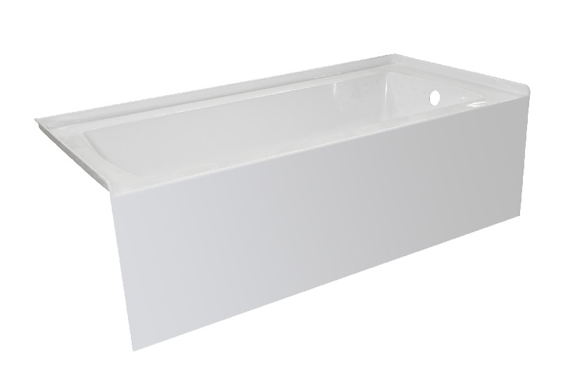 VALLEY ACRYLIC POVOAFR6030SK AFFORDABLE LUXURY 60 INCH X 30 INCH PLAIN SKIRT ABOVE FLOOR ROUGH-IN POVO ACRYLIC MULTI-LAYERED ALCOVE BATHTUB