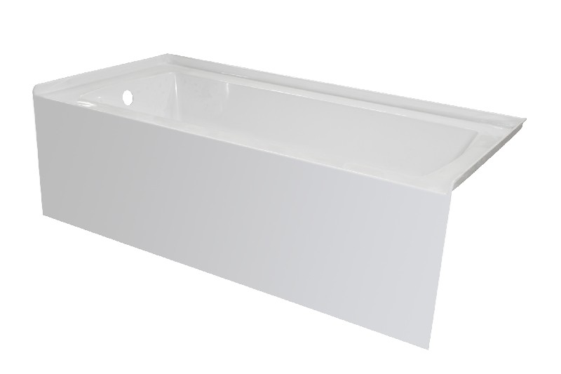 VALLEY ACRYLIC POVOAFR6034SK AFFORDABLE LUXURY 60 INCH X 34 INCH PLAIN SKIRT ABOVE FLOOR ROUGH-IN POVO ACRYLIC MULTI-LAYERED ALCOVE BATHTUB