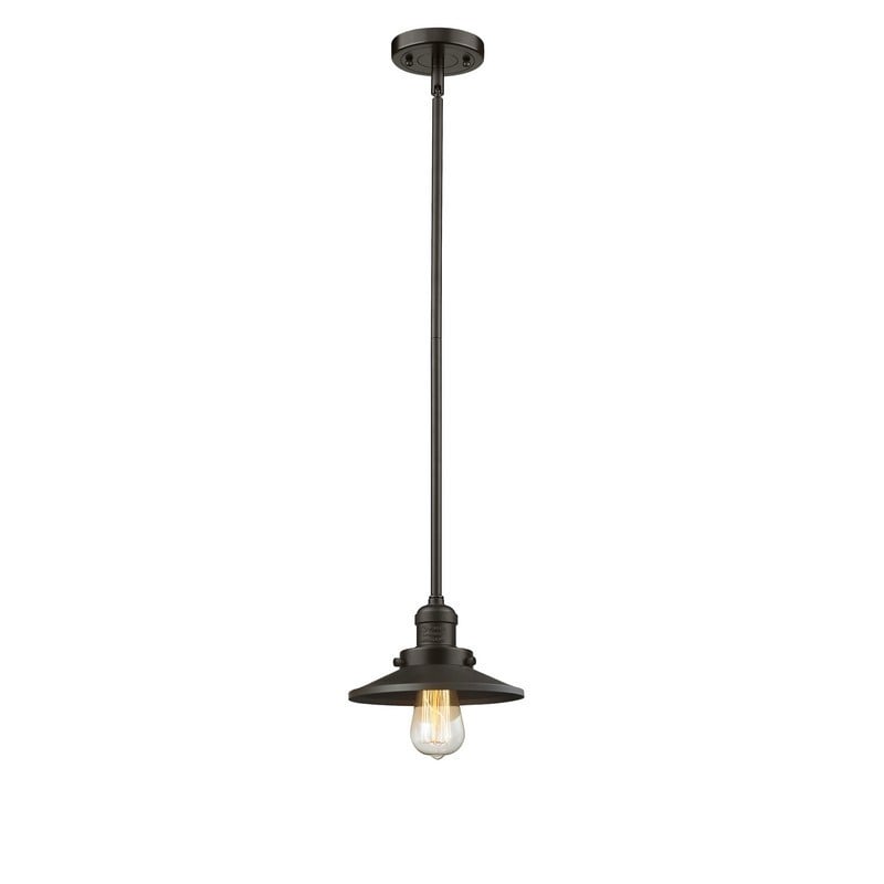 INNOVATIONS LIGHTING 201S-OB-M5 FRANKLIN RESTORATION RAILROAD 8 INCH ONE LIGHT MINI PENDANT - OIL RUBBED BRONZE