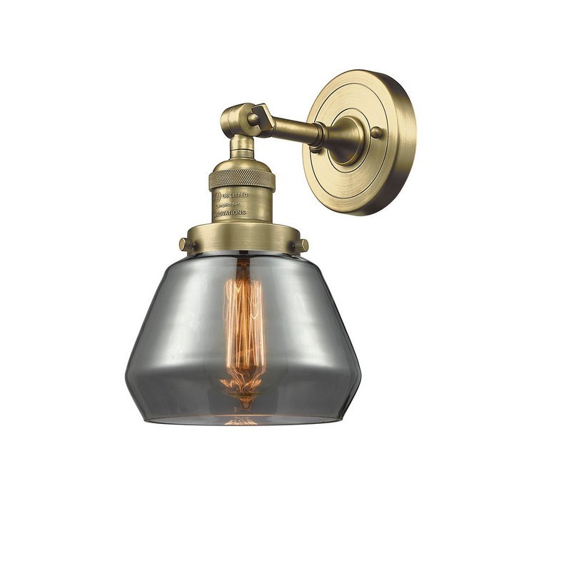 INNOVATIONS LIGHTING 203-G173 FRANKLIN RESTORATION FULTON 7 INCH ONE LIGHT UP OR DOWN SMOKED GLASS WALL SCONCE
