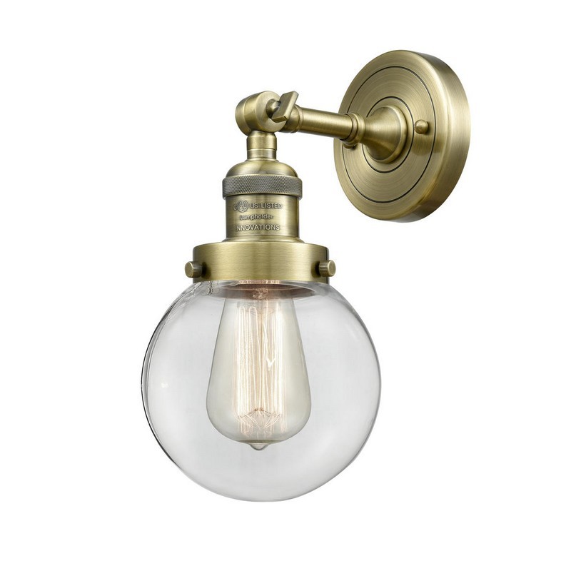 INNOVATIONS LIGHTING 203-G202-6 FRANKLIN RESTORATION BEACON 6 INCH ONE LIGHT UP OR DOWN CLEAR GLASS WALL SCONCE