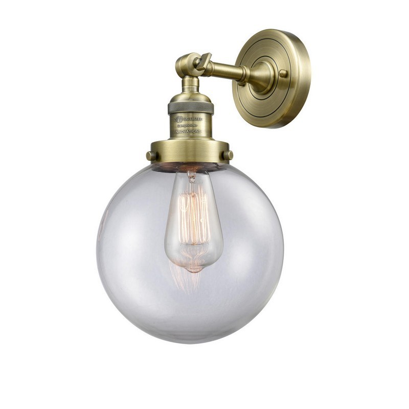 INNOVATIONS LIGHTING 203-G202-8 FRANKLIN RESTORATION BEACON 8 INCH ONE LIGHT UP OR DOWN CLEAR GLASS WALL SCONCE