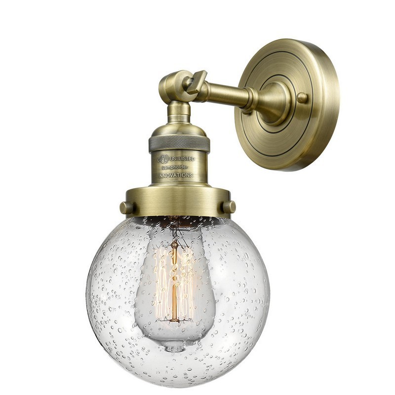 INNOVATIONS LIGHTING 203-G204-6 FRANKLIN RESTORATION BEACON 6 INCH ONE LIGHT UP OR DOWN SEEDY GLASS WALL SCONCE