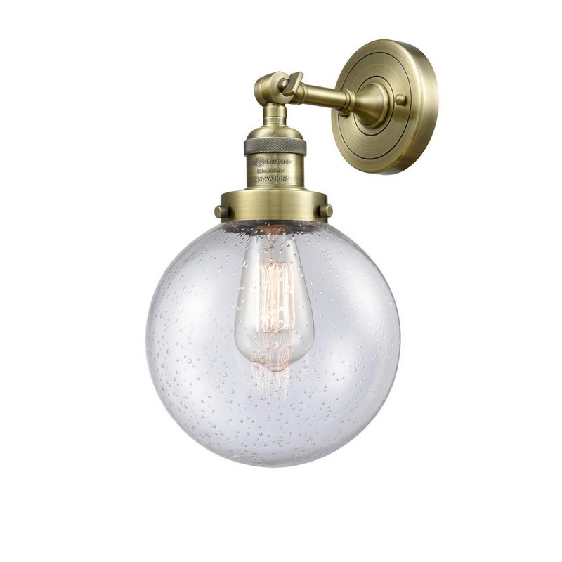 INNOVATIONS LIGHTING 203-G204-8 FRANKLIN RESTORATION BEACON 8 INCH ONE LIGHT UP OR DOWN SEEDY GLASS WALL SCONCE