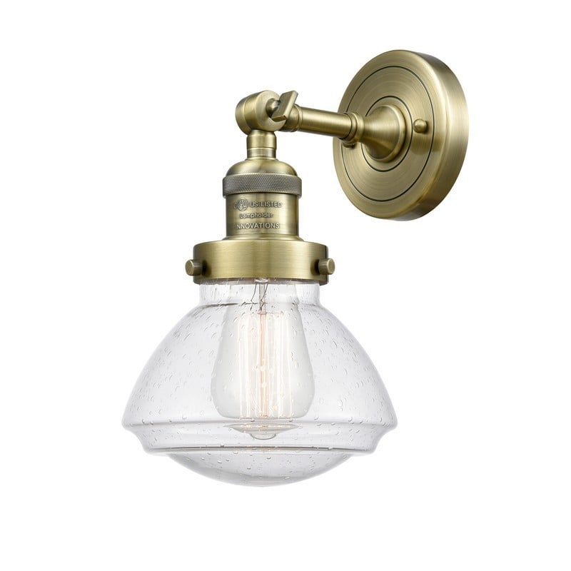 INNOVATIONS LIGHTING 203-G324 FRANKLIN RESTORATION OLEAN 6 3/4 INCH 1 LIGHT SEEDY GLASS WALL SCONCE