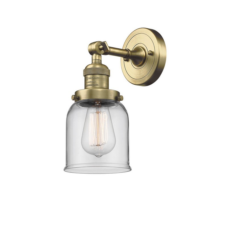 INNOVATIONS LIGHTING 203-G52 FRANKLIN RESTORATION SMALL BELL 5 INCH ONE LIGHT UP OR DOWN CLEAR GLASS WALL SCONCE