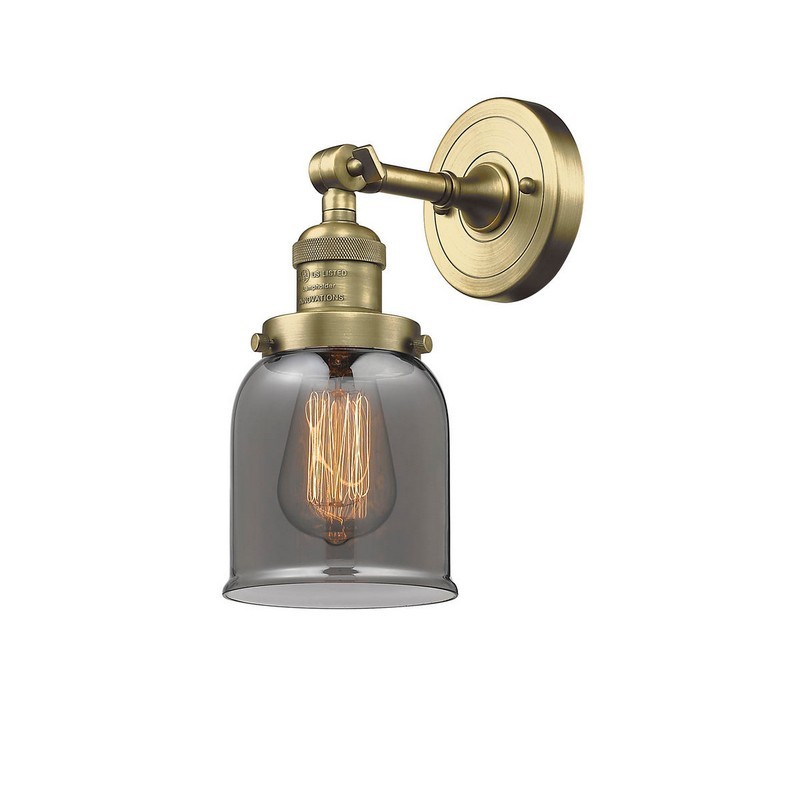 INNOVATIONS LIGHTING 203-G53 FRANKLIN RESTORATION SMALL BELL 5 INCH ONE LIGHT UP OR DOWN SMOKED GLASS WALL SCONCE