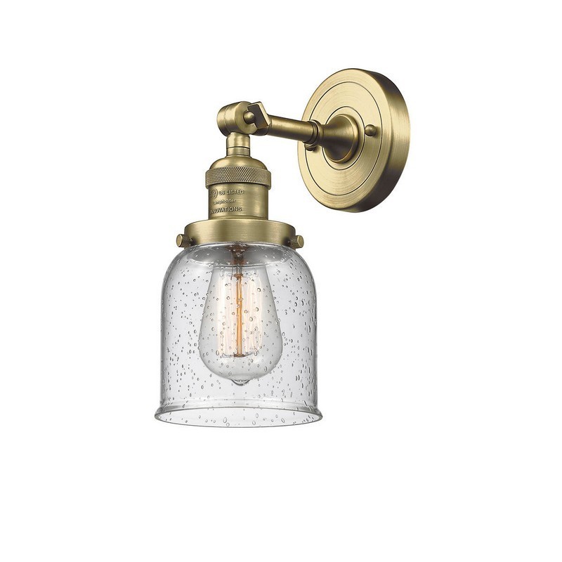 INNOVATIONS LIGHTING 203-G54 FRANKLIN RESTORATION SMALL BELL 5 INCH ONE LIGHT UP OR DOWN SEEDY GLASS WALL SCONCE