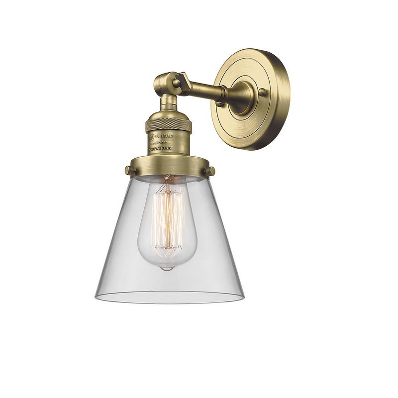 INNOVATIONS LIGHTING 203-G62 FRANKLIN RESTORATION SMALL CONE 6 1/4 INCH ONE LIGHT UP OR DOWN CLEAR GLASS WALL SCONCE