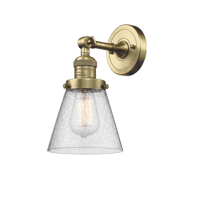 INNOVATIONS LIGHTING 203-G64 FRANKLIN RESTORATION SMALL CONE 6 1/4 INCH ONE LIGHT UP OR DOWN SEEDY GLASS WALL SCONCE