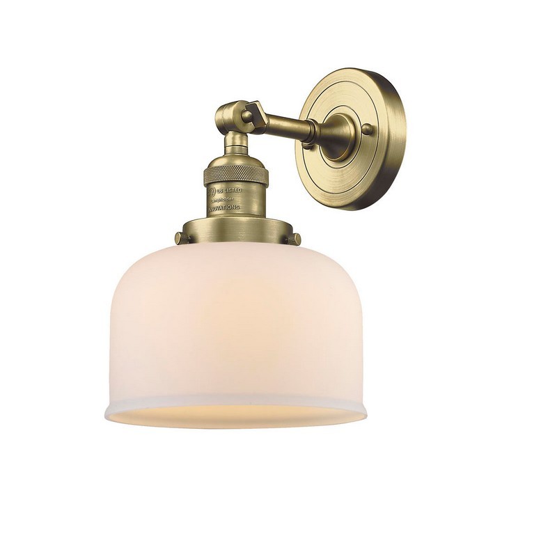 INNOVATIONS LIGHTING 203-G71 FRANKLIN RESTORATION LARGE BELL 8 INCH ONE LIGHT UP OR DOWN MATTE WHITE CASED GLASS WALL SCONCE