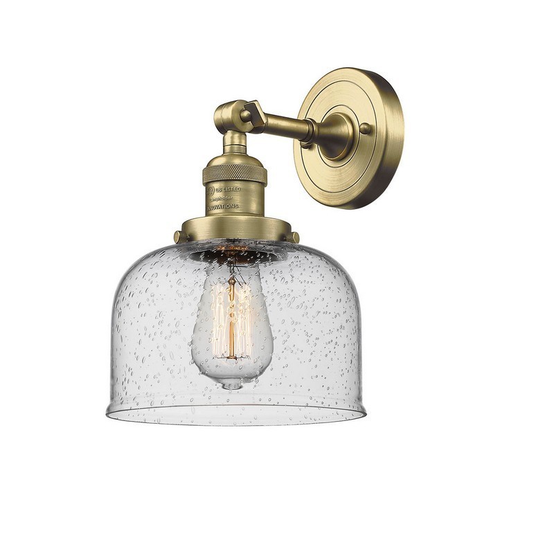 INNOVATIONS LIGHTING 203-G74 FRANKLIN RESTORATION LARGE BELL 8 INCH ONE LIGHT UP OR DOWN SEEDY GLASS WALL SCONCE