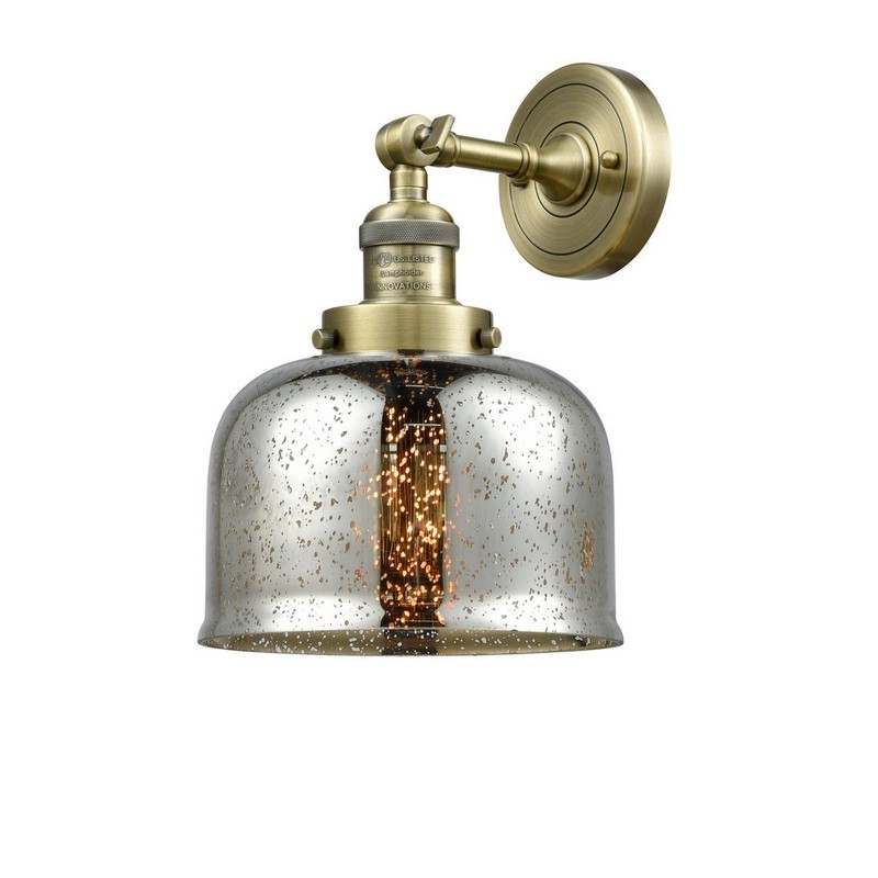 INNOVATIONS LIGHTING 203-G78 FRANKLIN RESTORATION LARGE BELL 8 INCH ONE LIGHT UP OR DOWN SILVER MERCURY GLASS WALL SCONCE