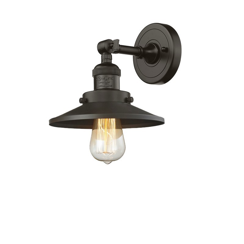 INNOVATIONS LIGHTING 203-OB-M5 FRANKLIN RESTORATION RAILROAD 8 INCH ONE LIGHT UP OR DOWN METAL WALL SCONCE - OIL RUBBED BRONZE