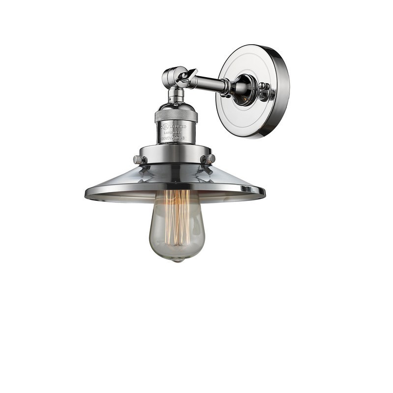 INNOVATIONS LIGHTING 203-PC-M7 FRANKLIN RESTORATION RAILROAD 8 INCH ONE LIGHT UP OR DOWN METAL WALL SCONCE - POLISHED CHROME