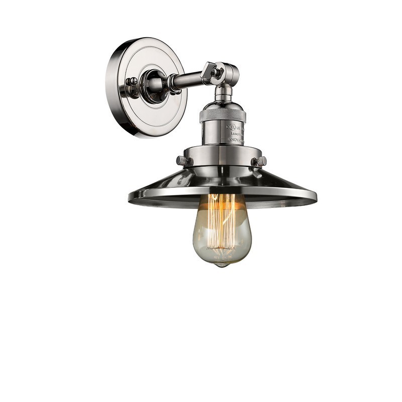 INNOVATIONS LIGHTING 203-PN-M1 FRANKLIN RESTORATION RAILROAD 8 INCH ONE LIGHT UP OR DOWN METAL WALL SCONCE - POLISHED NICKEL
