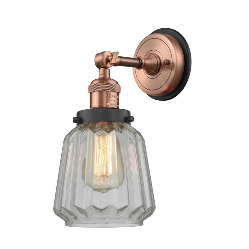INNOVATIONS LIGHTING 203BP-G142 FRANKLIN RESTORATION CHATHAM 1 LIGHT 6 1/4 INCH CLEAR GLASS WALL SCONCE