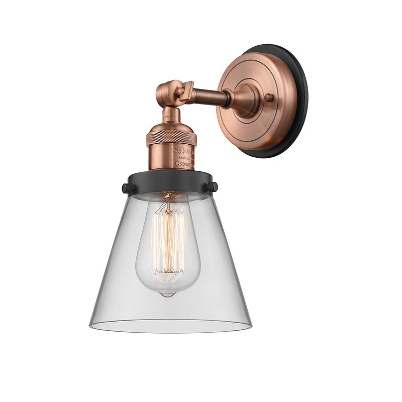 INNOVATIONS LIGHTING 203BP-G62 FRANKLIN RESTORATION SMALL CONE 1 LIGHT 6 1/4 INCH CLEAR GLASS WALL SCONCE