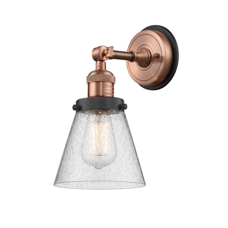 INNOVATIONS LIGHTING 203BP-G64 FRANKLIN RESTORATION SMALL CONE 1 LIGHT 6 1/4 INCH SEEDY GLASS WALL SCONCE