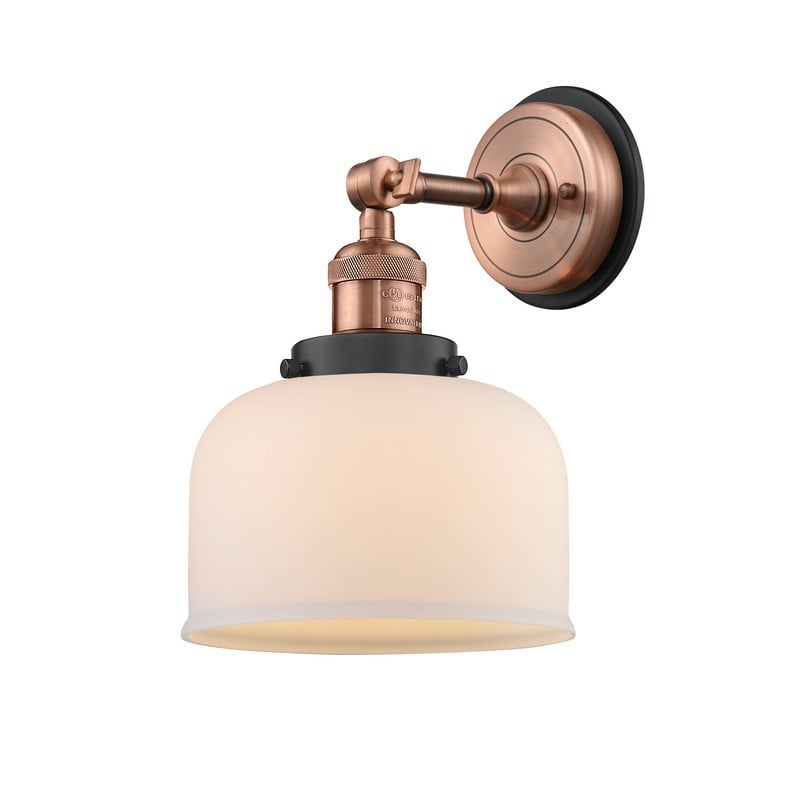 INNOVATIONS LIGHTING 203BP-G71 FRANKLIN RESTORATION LARGE BELL 1 LIGHT 8 INCH MATTE WHITE GLASS WALL SCONCE