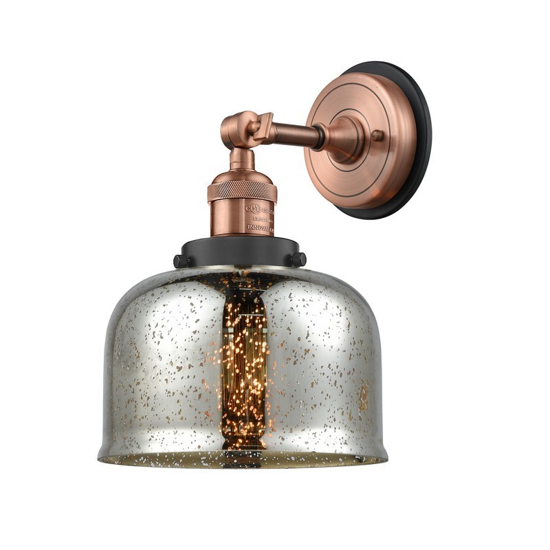 INNOVATIONS LIGHTING 203BP-G78 FRANKLIN RESTORATION LARGE BELL 1 LIGHT 8 INCH SILVER PLATED MERCURY GLASS WALL SCONCE
