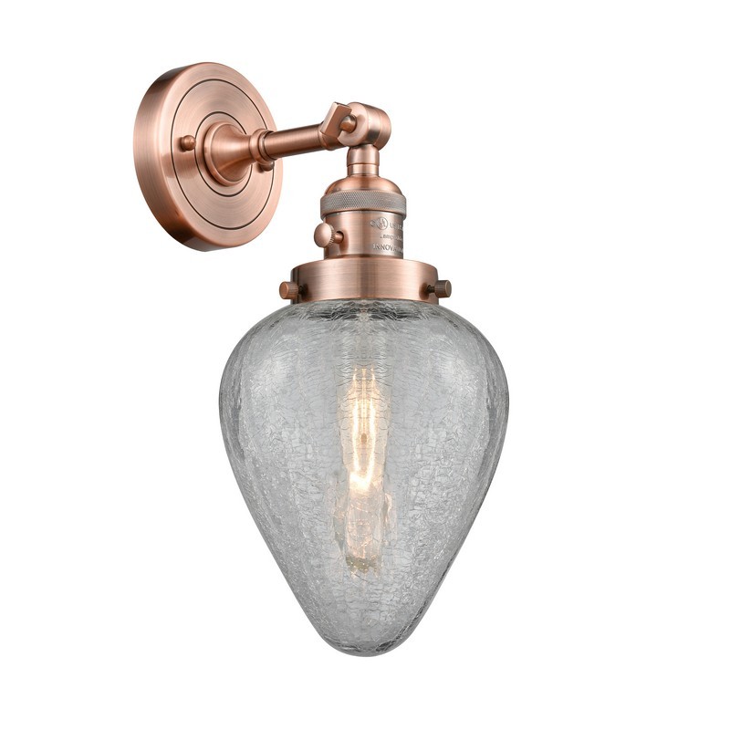 INNOVATIONS LIGHTING 203SW-G165 FRANKLIN RESTORATION GENESEO 6 1/2 INCH ONE LIGHT UP OR DOWN CLEAR CRACKLE GLASS WALL SCONCE