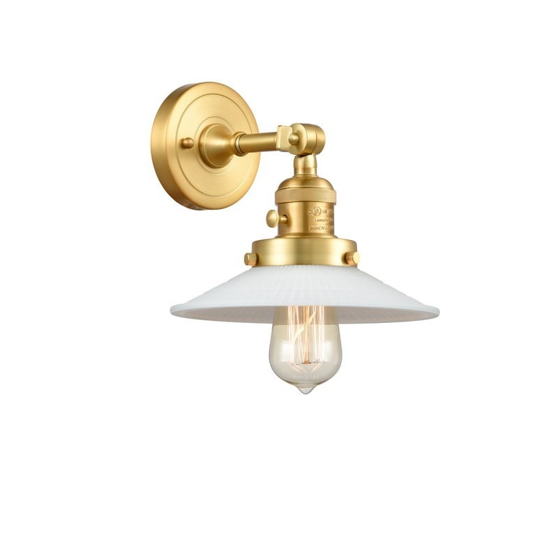 INNOVATIONS LIGHTING 203SW-G1 FRANKLIN RESTORATION HALOPHANE 8 1/2 INCH ONE LIGHT UP OR DOWN WHITE GLASS WALL SCONCE