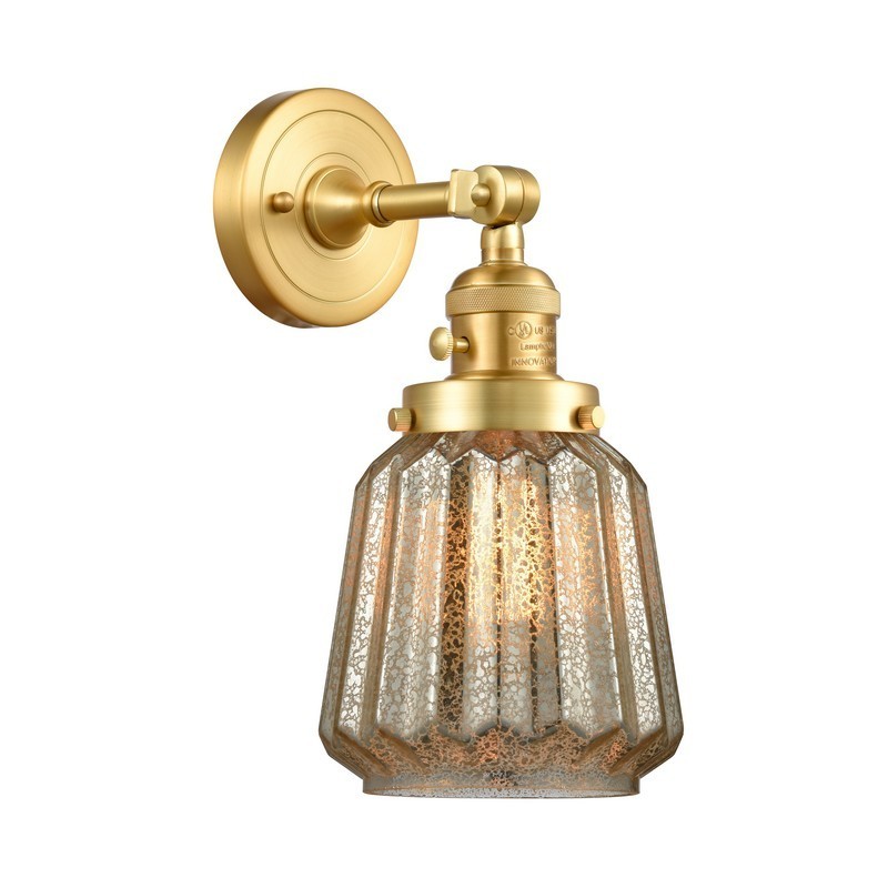 INNOVATIONS LIGHTING 203SW-G146 FRANKLIN RESTORATION CHATHAM 6 1/4 INCH ONE LIGHT UP OR DOWN MERCURY PLATED GLASS WALL SCONCE