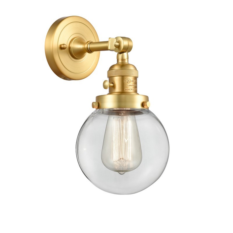 INNOVATIONS LIGHTING 203SW-G202-6 FRANKLIN RESTORATION BEACON 6 INCH ONE LIGHT UP OR DOWN CLEAR GLASS WALL SCONCE