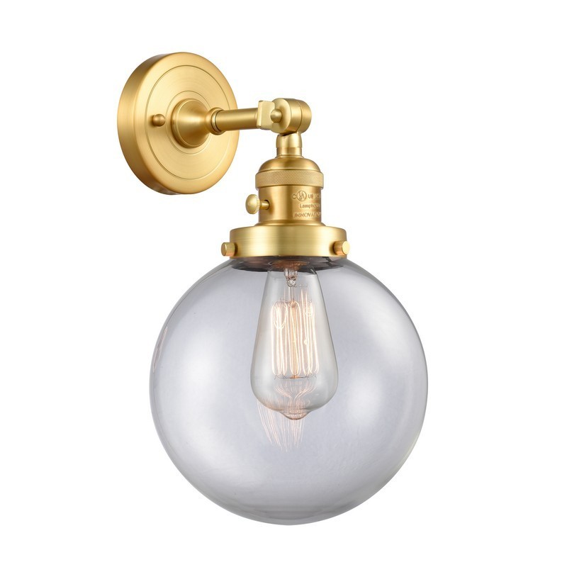 INNOVATIONS LIGHTING 203SW-G202-8 FRANKLIN RESTORATION BEACON 8 INCH ONE LIGHT UP OR DOWN CLEAR GLASS WALL SCONCE