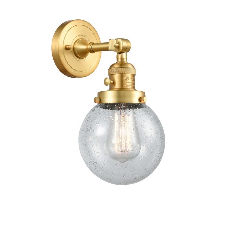 INNOVATIONS LIGHTING 203SW-G204-6 FRANKLIN RESTORATION BEACON 6 INCH ONE LIGHT UP OR DOWN SEEDY GLASS WALL SCONCE
