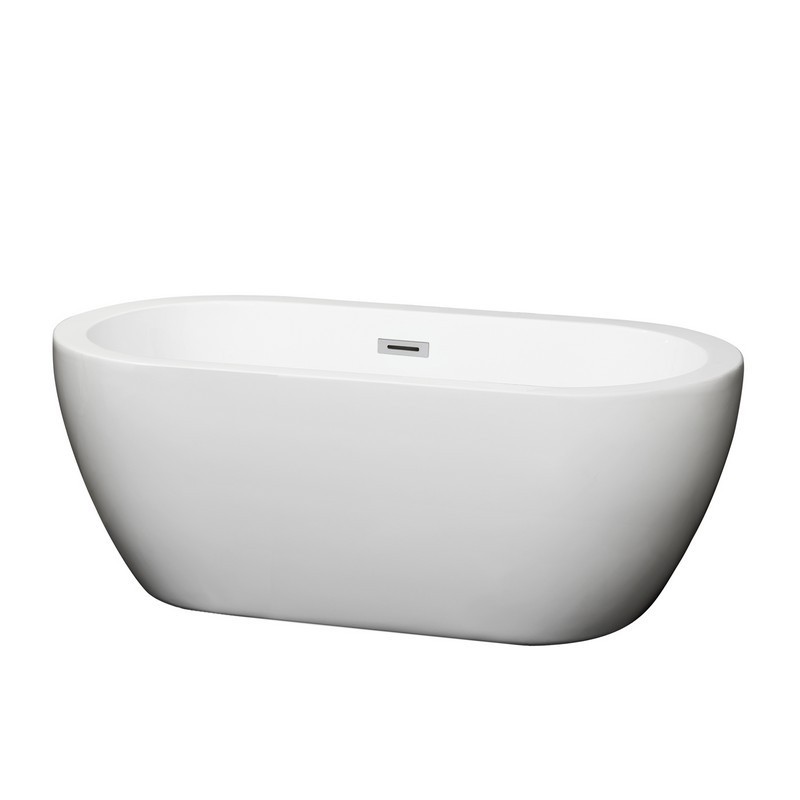 WYNDHAM COLLECTION WCOBT100260 SOHO 60 INCH FREESTANDING BATHTUB IN WHITE WITH DRAIN AND OVERFLOW TRIM