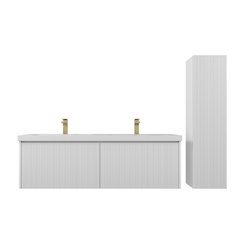 BLOSSOM 028 60 A 2SC POSITANO 60 1/2 INCH FLOATING BATHROOM VANITY COUNTERTOP AND 2 SIDE CABINET