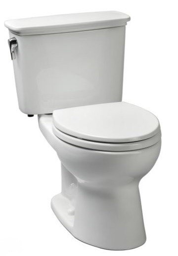 TOTO CST744ELRN#01 COTTON ECO DRAKE 1.28 GPF TWO PIECE ELONGATED TOILET WITH RIGHT HAND TRIP LEVER