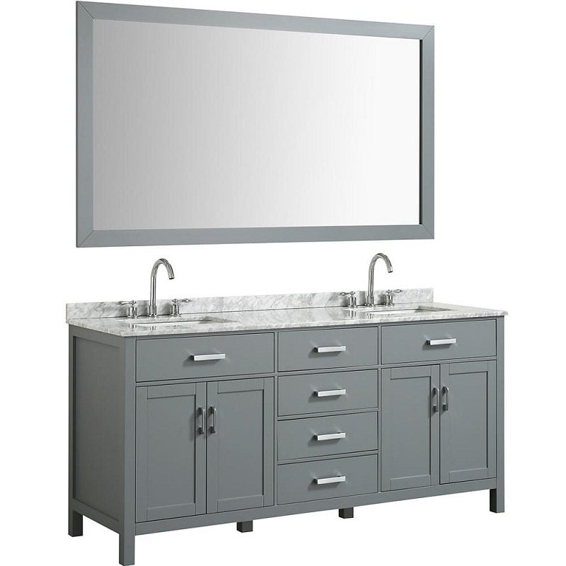 BELMONT DECOR HAMP073DREC HAMPTON 73 INCH DOUBLE RECTANGLE SINK VANITY SET