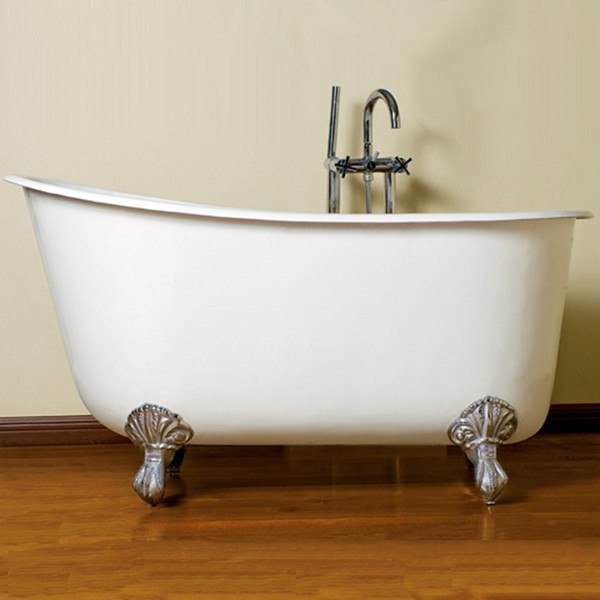 CAMBRIDGE PLUMBING SWED54-NH CAST IRON SWEDISH SLIPPER TUB 54 X 30 INCH WITH NO FAUCET DRILLINGS