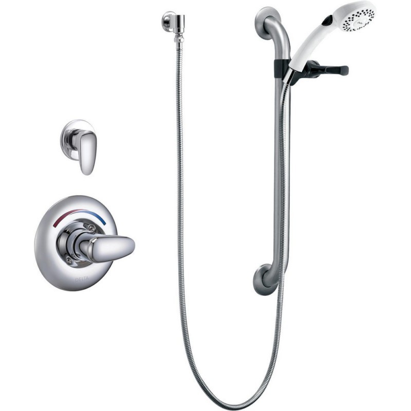 DELTA T13H302-20 COMMERCIAL 11T TUB AND HAND SHOWER TRIM PACKAGE WITH WALL MOUNT DIVERTER