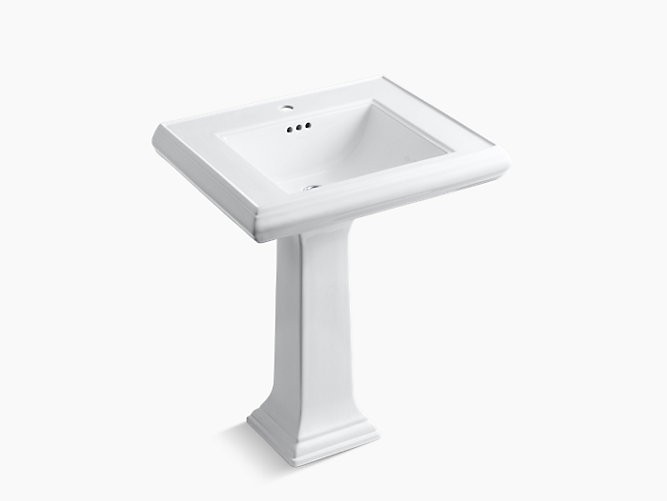 KOHLER K-2258-1 27 INCH SINGLE HOLE FIRECLAY BATHROOM SINK WITH OVERFLOW AND 1 PRE DRILLED FAUCET HOLE FROM THE MEMOIRS COLLECTION